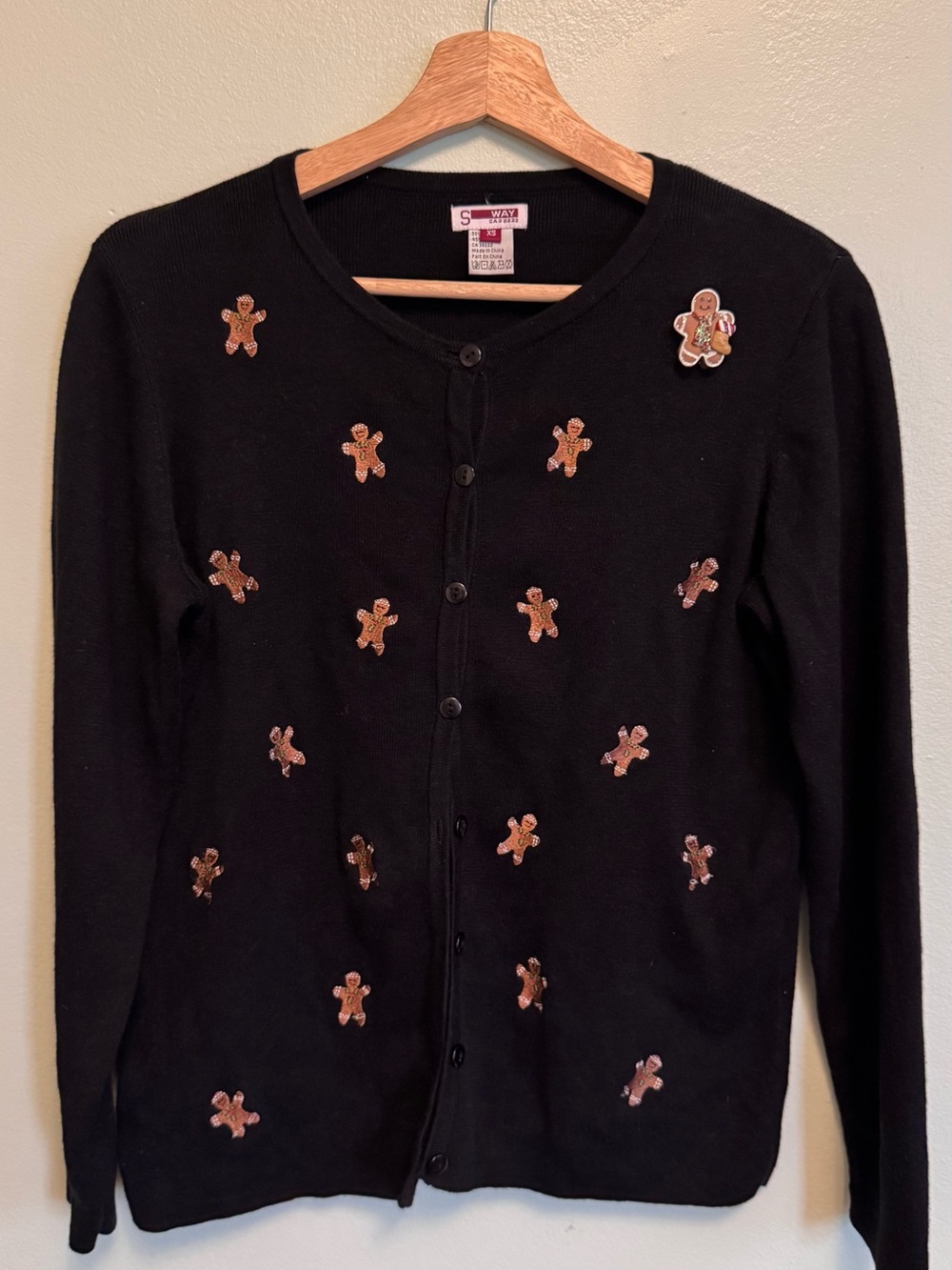 Black Gingerbread Embellished Cardigan